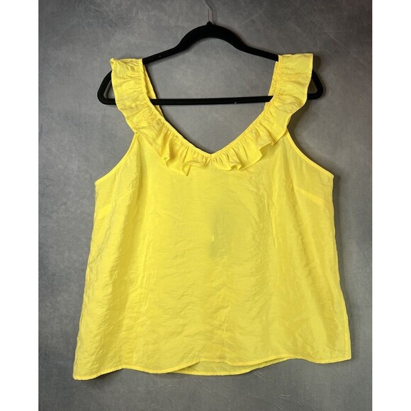 VERO MODA Yellow Top Sleeveless Ruffle Accent Blouse Modal Blend Women Large - Picture 1 of 9